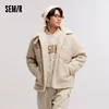 Semir Jacket Men Plush Outerwear 2024 New Couple Solid Color Versatile Loose Imitation Lamb Wool Winter Outfit Neutral Style 1