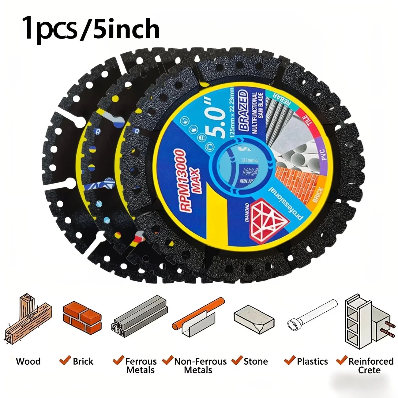 Premium 125mm Metal Cutting Diamond Blade - Sharp Disc for Versatile Cutting Needs