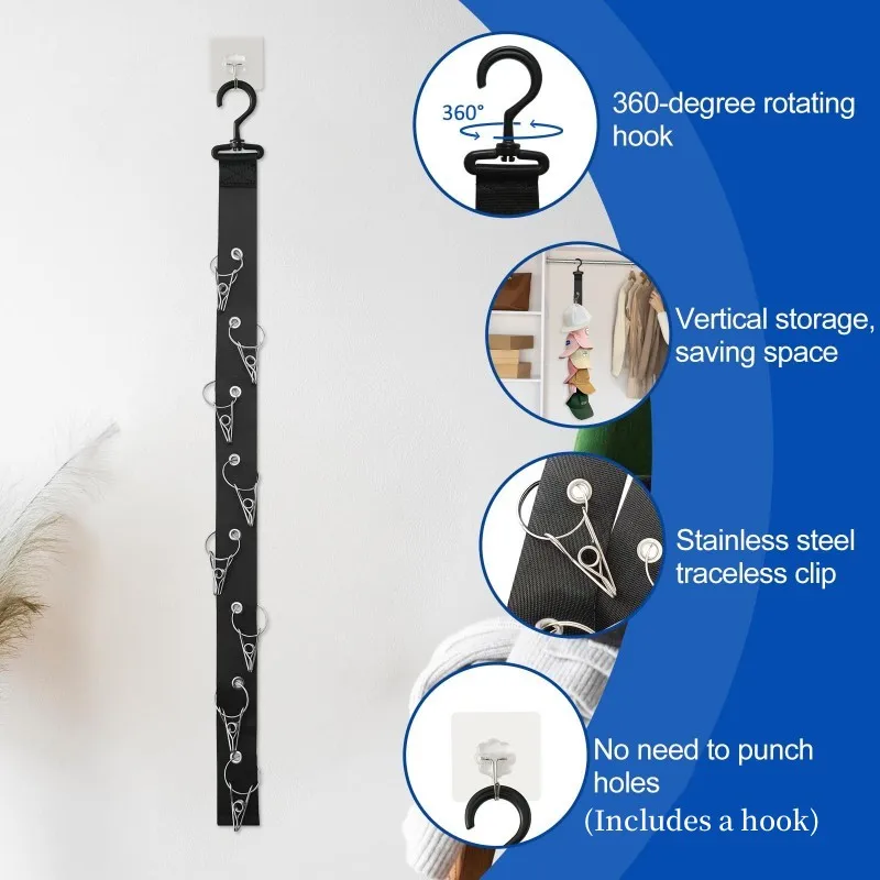 Baseball Cap Storage Organizer 1PC 8 Clips Closet Hanging Cap Organizer Baseball Caps Golf Caps Storage Hook hat rack