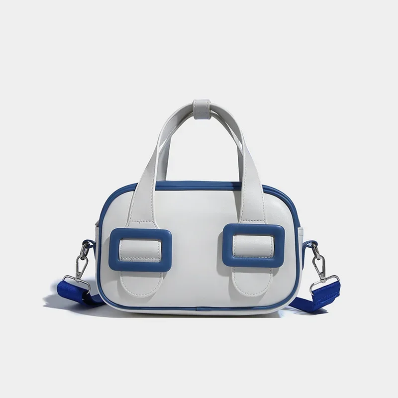 

High Quality Cute Cartoon Contrast Square Tofu Bag Handheld Shoulder Blue Bags for Women Luxury Designer Commuting Handbags