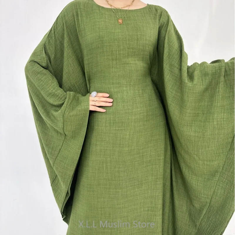 2024 Dubai Eid Ramadan Bat Sleeve Prayer Garment Batwing Abaya Muslim Dress Modest Kebaya Robe Women Clothes Female Musulmane
