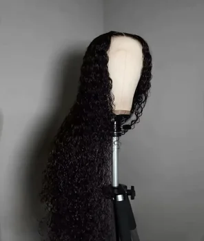 30 Inch 13x4 Curly Lace Front Wig 200% Density Wet And Wavy Human Hair Wig Brazilian Virgin Curly Human Hair Wig For Women Glueless Lace Frontal Wigs With Baby Hair Pre Plucked Hairline Natural Color 1
