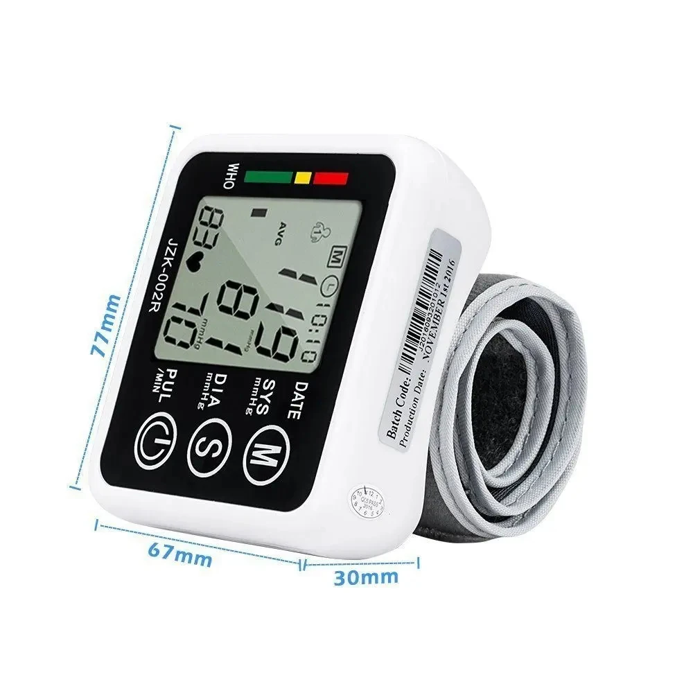 Automatic Digital Blood Pressure Heart Monitor Tensiometer Wrist Cuff Manometer Sphygmomanometer BP Pulse Rate Meter Machine