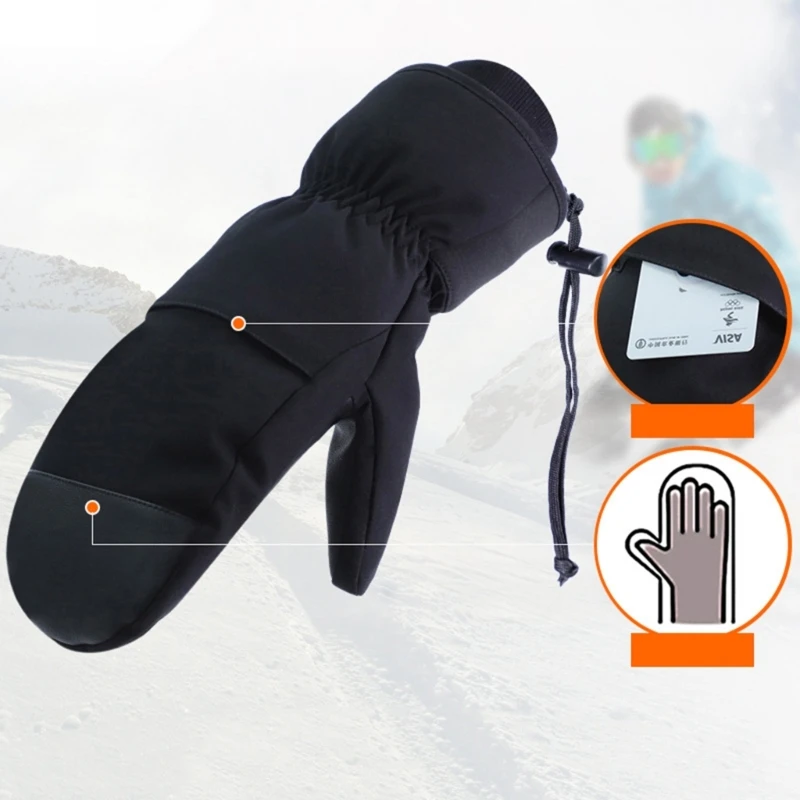 

Ski Mittens ,Winter Waterproof Snowboard Snow Gloves Warm Touchscreens Cold Weather Gloves Wrist Leashes with Pockets