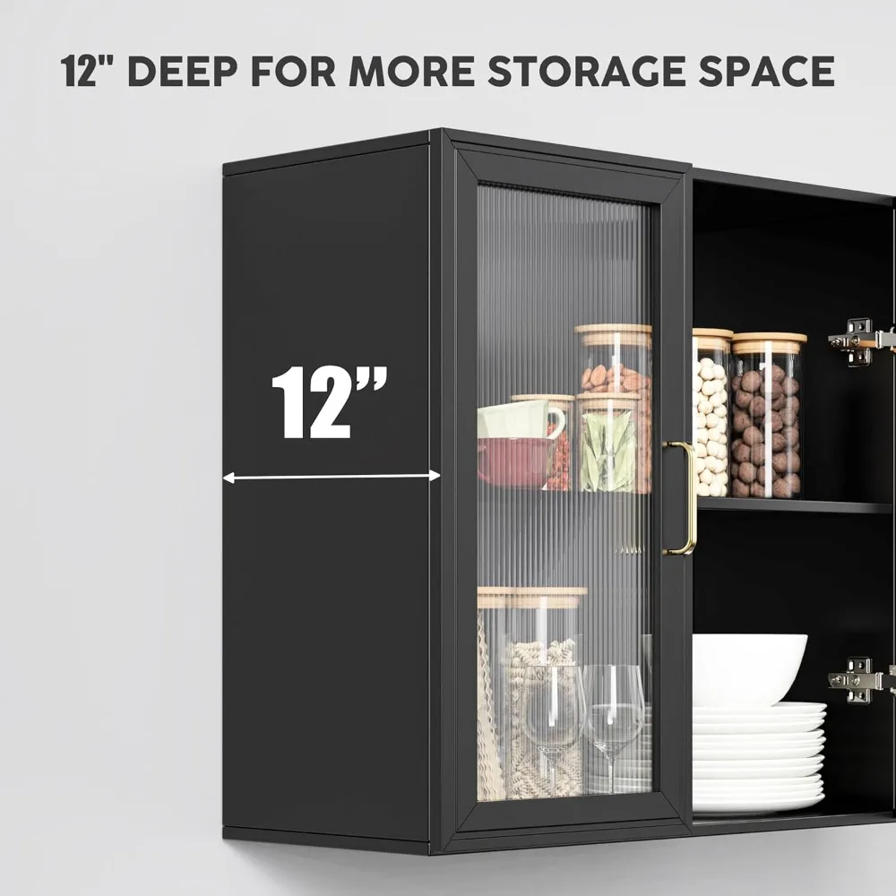 71" Laundry Room Wall Cabinet Set with Acrylic Glass Doors & Adjustable Shelf 3