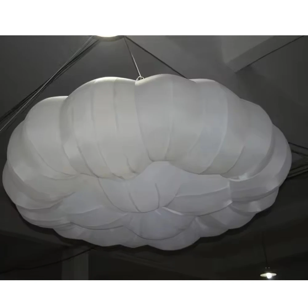 Round Ceiling Inflatable Cloud Balloon With LED Lights Blow Up Inflatable Hanging Cloud For Party Music Stage Decoration