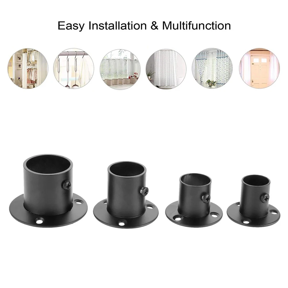 Tube Support Closet Bar Stands Wardrobe Hanging Rail Rod Pole Socket End Support Bracket 2Pcs 19-32mm