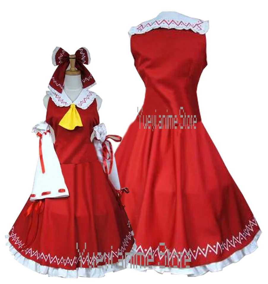 

Anime Touhou Project Cosplay Hakurei Reimu Costume Red Dress women men Uniform Cosplay Costume