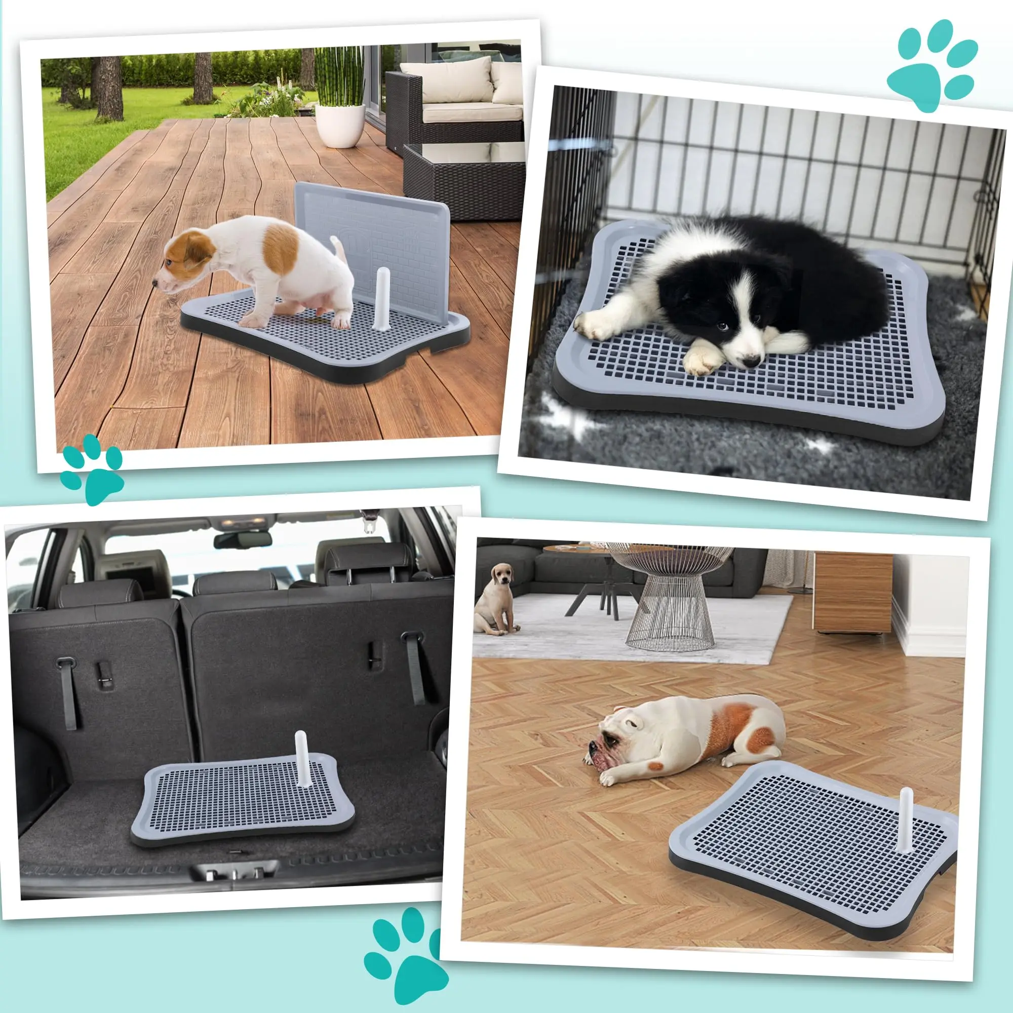 Indoor dog bedpan mat change urine pad training with splash guard bracket tray for small dogs waterproof and easy to clean dog training pad