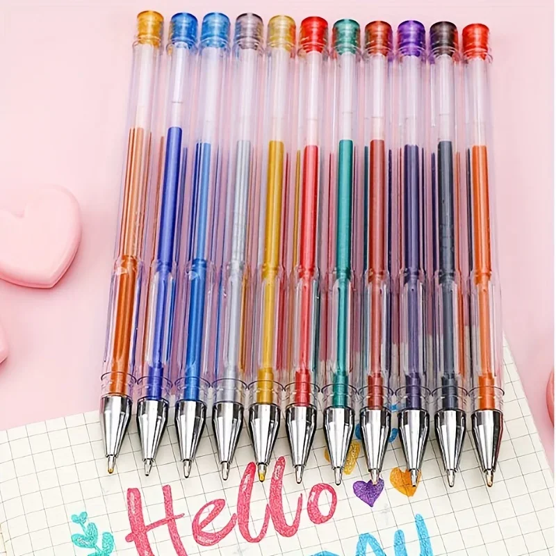 

4/12pcs Glitter Gel Pens For School Office Adult Coloring Book Journals Drawing Doodling Art Markers Kawaii School Supplies