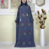 Abaya musulmane à double chapeau pour Ramadan, vêtements de prière africains, coton solide, broderie, adt, dubaï, turquie, islam, nouveau, 2025