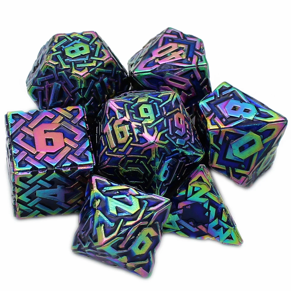 New Metal Dice 7PCs Dnd Set Solid Polyhedral D&D Dice DND For Role Playing Game Rpg Rol Pathfinder Board Game