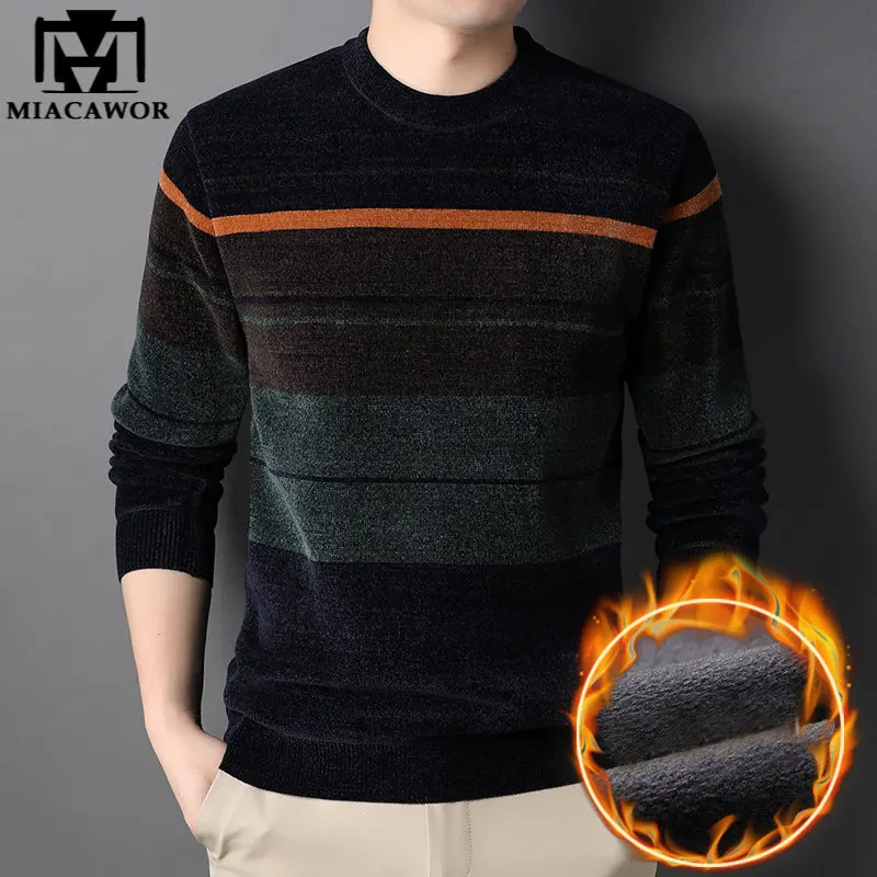 

New Brand Winter Wool Sweaters Men Fleece Thick Warm Pullovers Slim Fit Vintage Knitted Pull Homme Y567