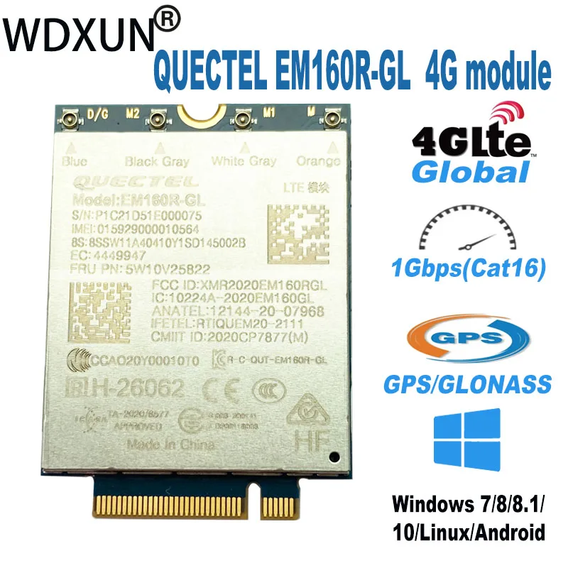 Quectel-módulo Mimo Suporte Original para Thinkpad Em160r-gl Lte-a Cat16 M.2 Fdd-lte Tdd-lte T14 P14s P15 P17