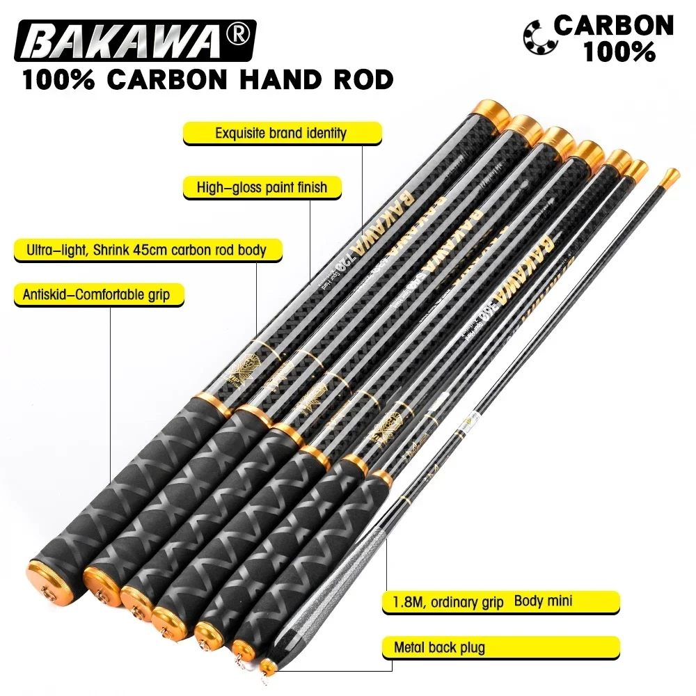 BAKAWA 伸縮釣竿カーボンファイバーファイバー超軽量 2.7