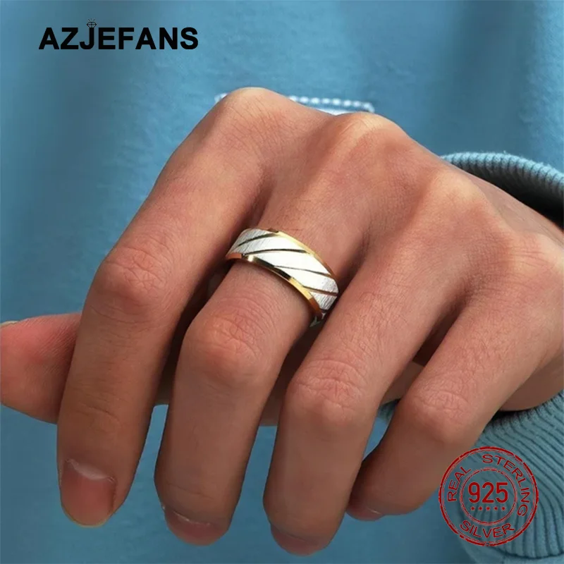 AZJEFANS 커플 반지 18K 골드 도금 웨이브 패턴 웨딩 인피니티 반지 남성과 여성 보석 선물