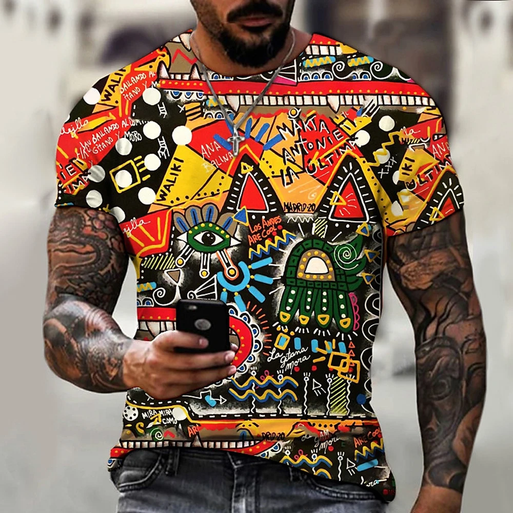

New Men Fun Abstract Graphic Printed T-Shirt Men's Sports Quick Drying T-Shirt Men's Summer Fashion Top Men's Street Casual Wear