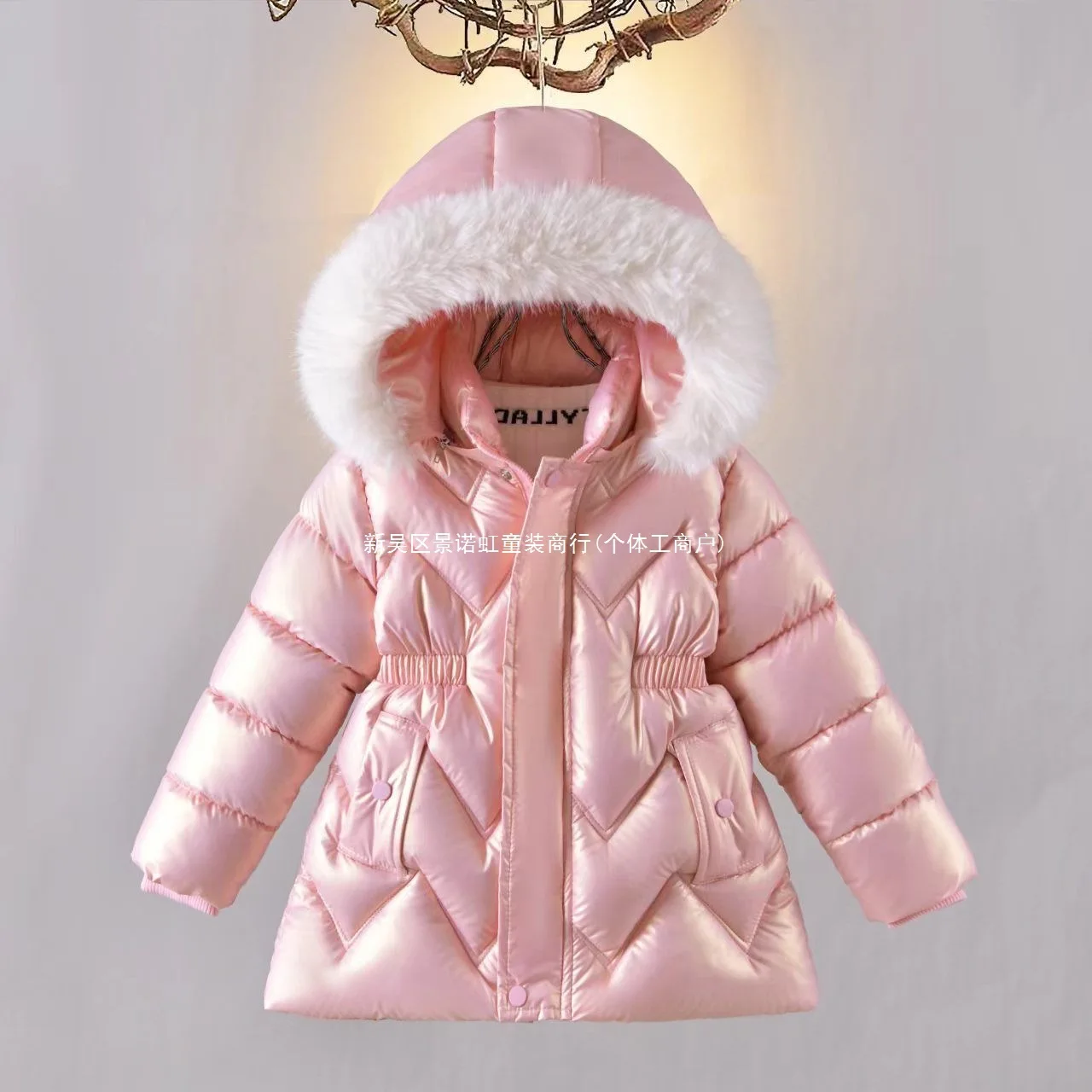 سترة شتوية للفتيات  بلون سادة وبطانة من القطيفة السميكة الدافئة اللامعة المقاومة للماء سترة بقلنسوة للفتيات من سن 4 إلى 8 سنوات بدلة ثلج من القطن