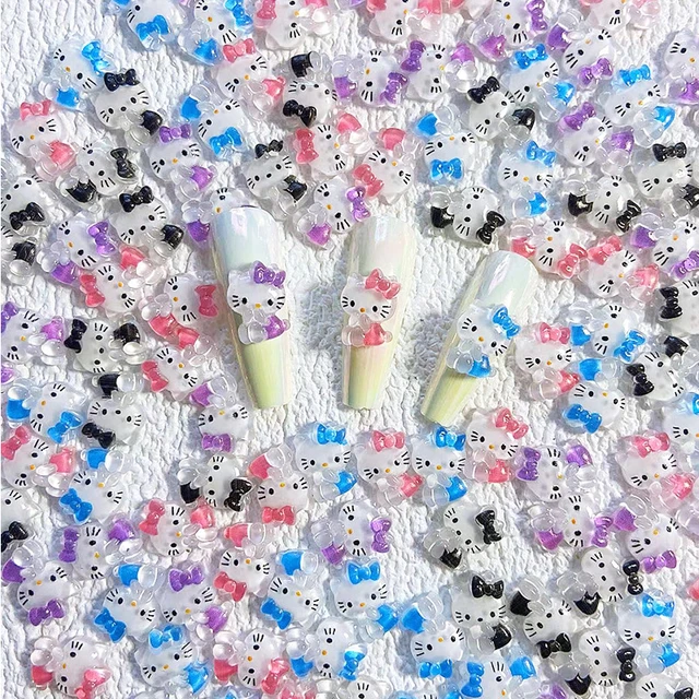 Anime Sanrio Hello Kitty Nail Charms Kawaii Cartoon Kuromi Nail Jewelry  Rhinestone Gems for Manicure Decration Accessories Gift