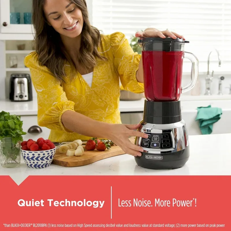 BLACK+DECKER BL1400DG-P Quiet Stainless Steel Blender with Cyclone Glass Cup 3