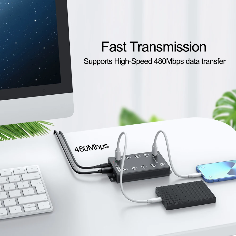 Sipolar A-300 10 Port Industrial Metal usb 2.0 hub for Litecoin mining Bitcoin Miners with power adapter 1 Year Warranty 6
