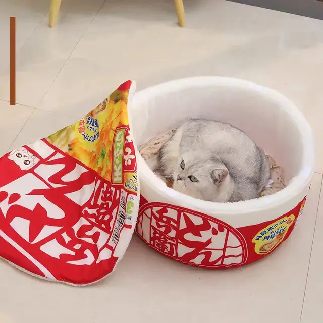 Pet Dog Cat House Kennel Super Large Instant Noodle Warm Dog Cat Nest Beds Cushion Udon Cup Noodle Pet Bed Cozy Nest 2