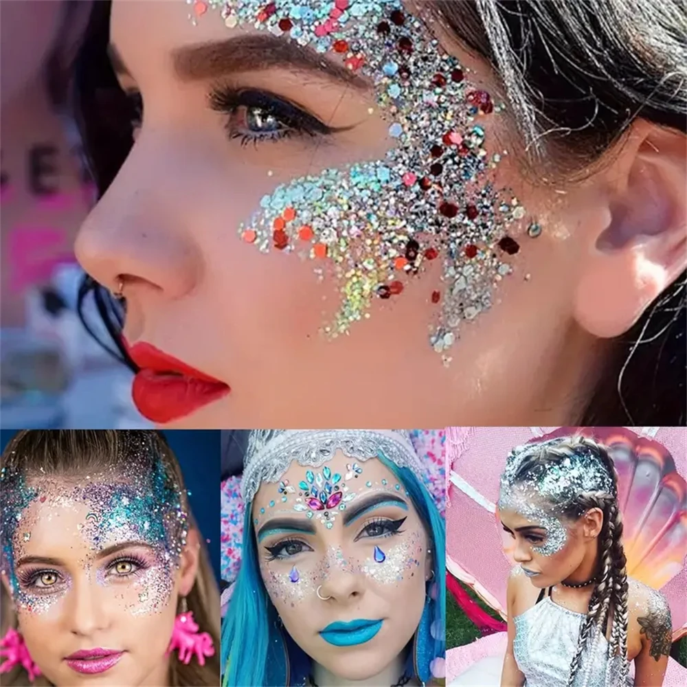 Mermaid Sequin Body Glitter Gel-Long-Lasting Shine for Carnival, Parties, Festival and Stage Performance-Great for Girls body glitter gel