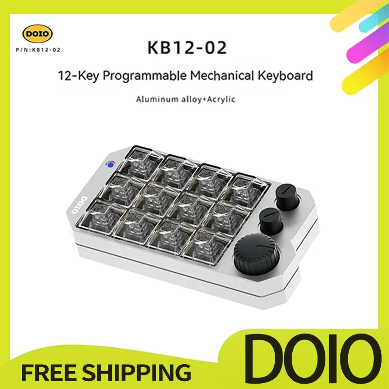 

Doio Kb12-02 Keypad Mini12 Aluminium Hot Swap Three Knob Custom Designer Mechanical Keyboard Rgb Portable Qmk Via Mac Office