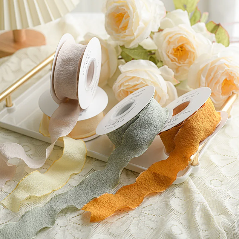 Wavy Edge Wrinkle Ribbon – 10 Yards of 25mm Voile for DIY Crafts, Gift Wrapping, and Sewing