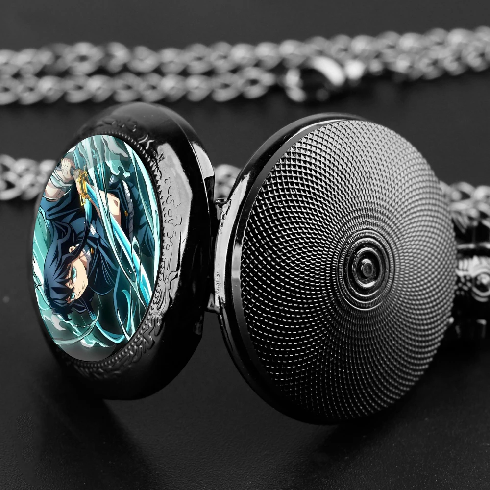 Anime Tokitou Muichirou Design Quartz Pocket Watch Gift Set with