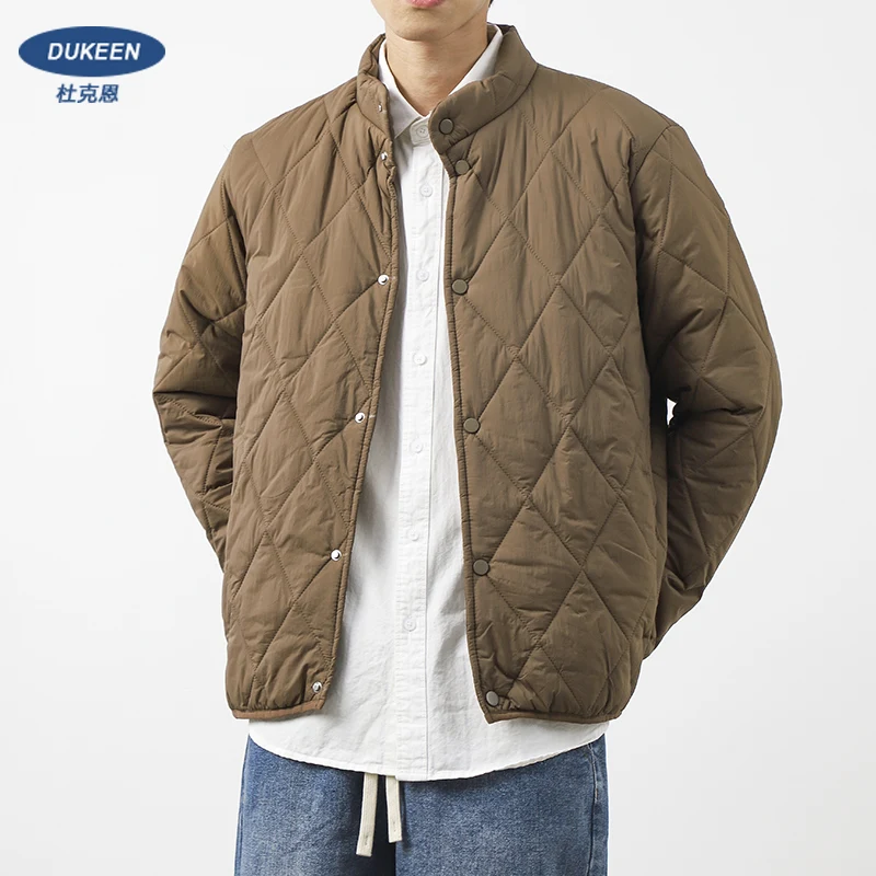 Stitched Cotton Jacket Men's Winter Vintage Solid Color Jacket Thickened Stand-Up Collar Baseball Suit cotton jacket