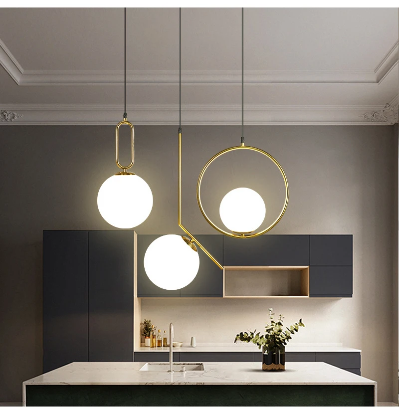 Modern Pendant Light Nordic Minimalist Hanging Lamp Ceiling Dining Room Decoration Glass Ball Chandelier Lighting Living Bedroom