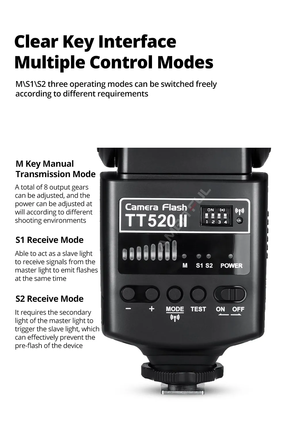 Godox TT520 II Flash TT520II with Build-in 433MHz Wireless Signal + Transmitter