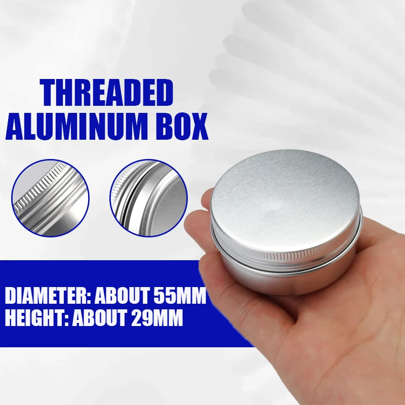 24Pcs 50ml Aluminum Round Empty Refillable Bottles Tin Cans Box Silver Cream Jar Pot Case Screw Thread Lid Lip Balm Container