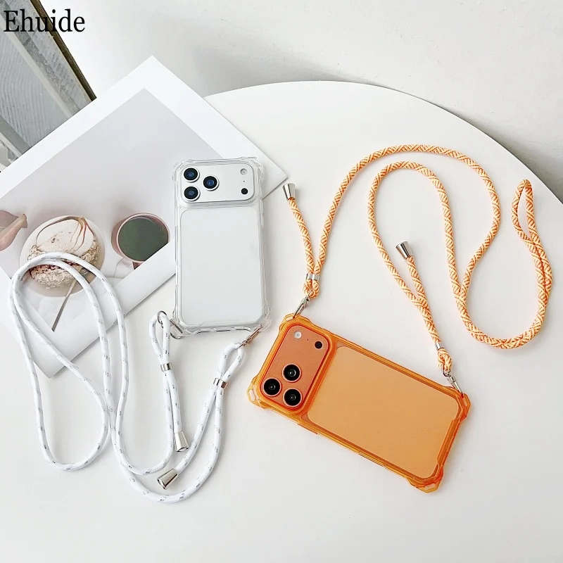 Shockproof Crossbody Strap Case with Clear Four-Corner Protection