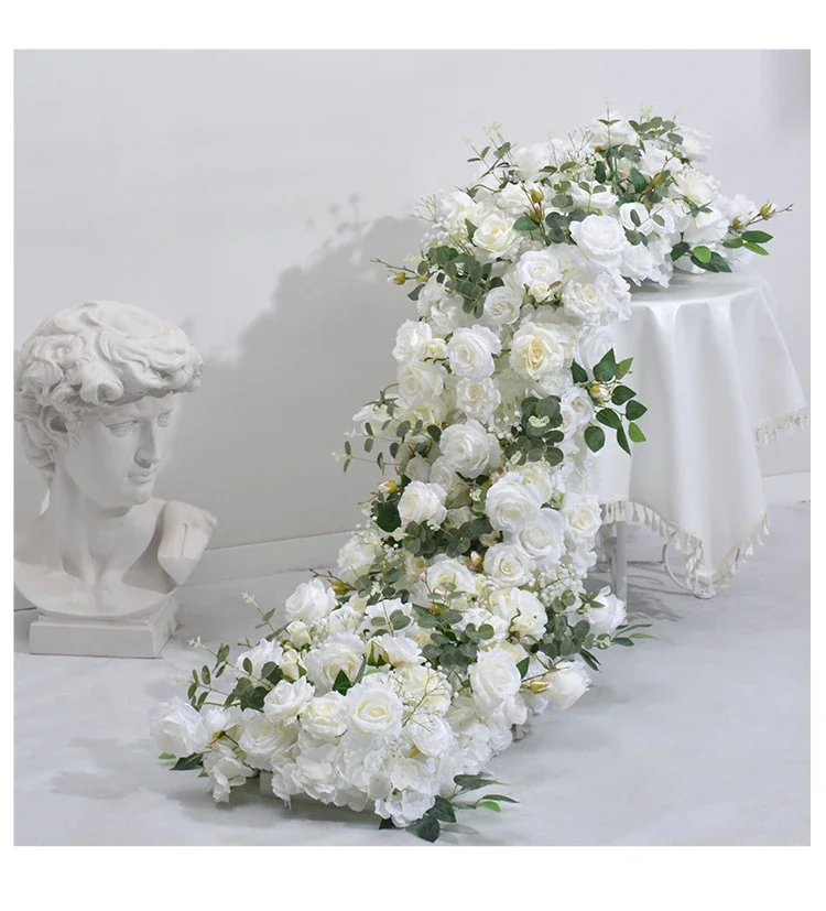 Artificial Flowers Runners Outdoor Wedding Decoration Dinning Table Centerpieces Road Lead Fake Flower Row Party Home Decor