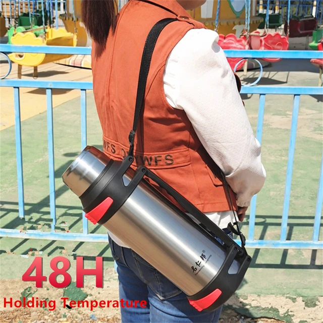 1200-4000ml Large Thermos Bottle Vacuum Flasks Stainless Steel Insulated  Water Thermal Cup With Strap 48 Hours Insalation