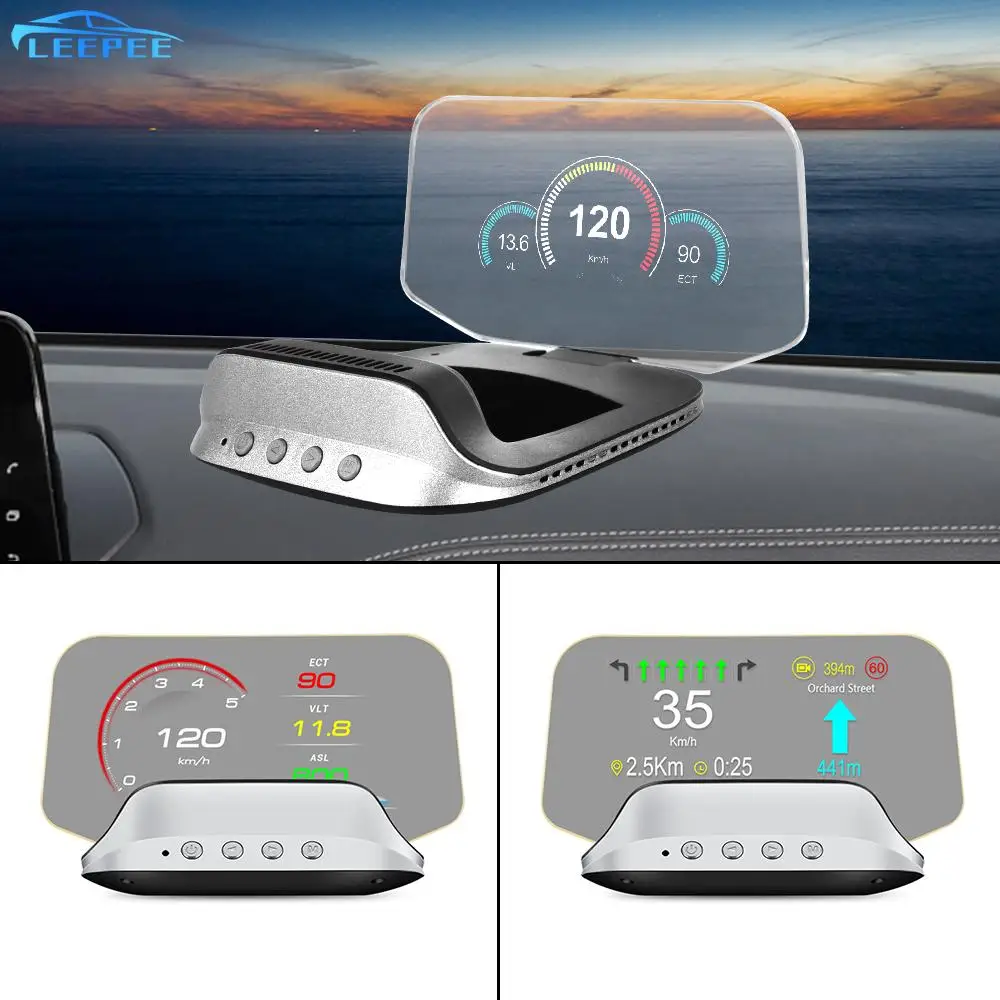 LEEPEE Navigation GPS OBD2 Speedometer C3 HUD Head Up Display Auto
