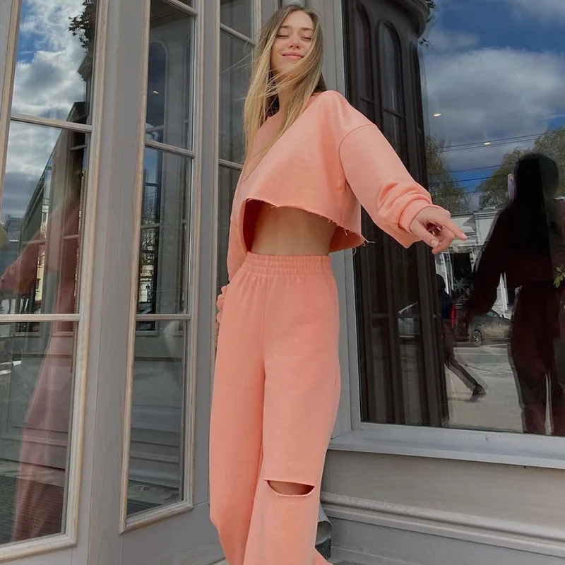 

Женский спортивный костюм из 2 предметов, повседневный свитшот и брюки с длинным рукавом, осенняя одежда, 2019