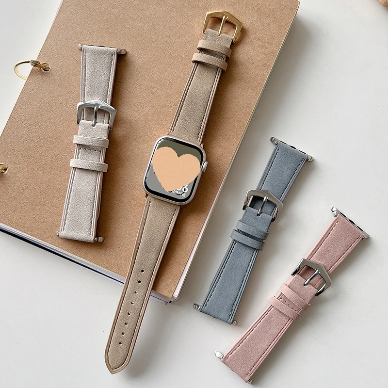 Newest Soft Leather Strap for Apple Watch Wool fleece Band 38mm 42mm 40mm  44mm for iwatch 45mm 41mm SE1 2 3 4 5 6 7 Cosy Correa - AliExpress