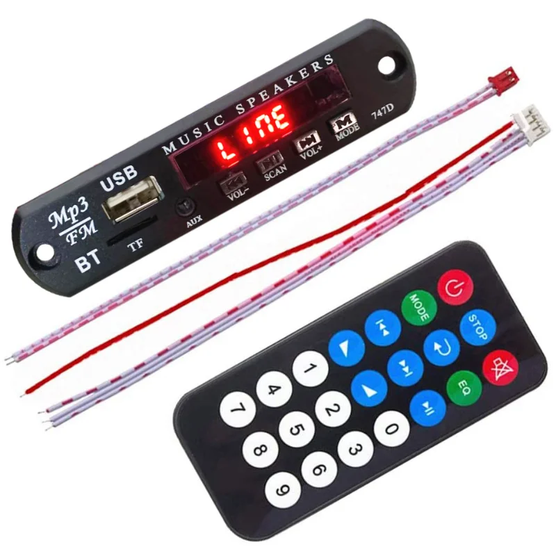 Audio Music Player Hifi Decoder Board Bluetooth 12V Car MP3 Decoder Board Module WMA FM AUX Audio TF SD Card Radio USB AUX Player Speaker Remote Control Car Accessory