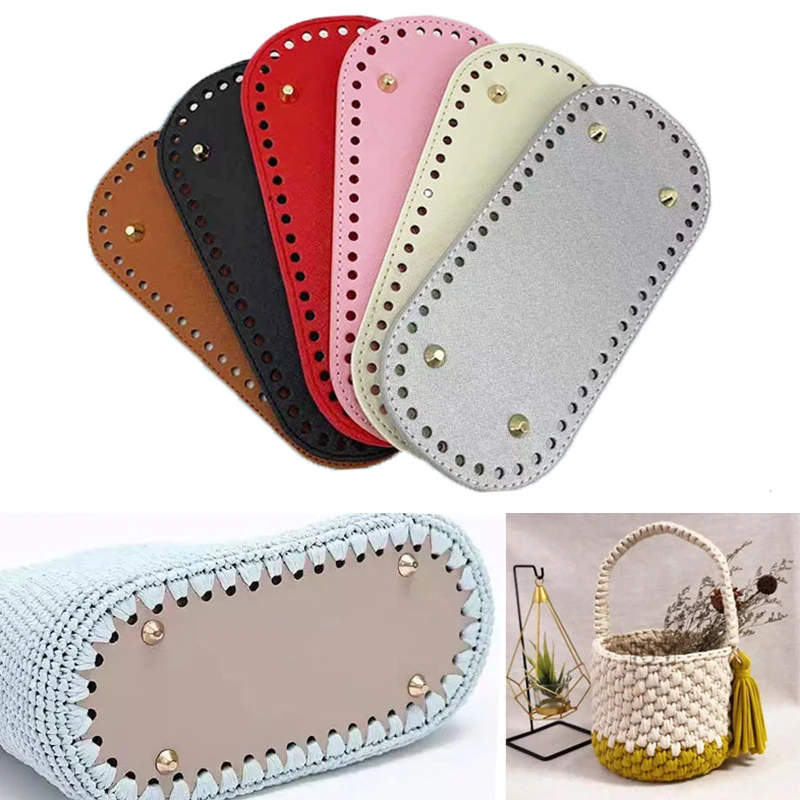 18*8cm Handmade Oval Bootom for Knitting Bag accessories Leather Wear-Resistant Bottom With Holes DIY Crochet Bag Bottom Base