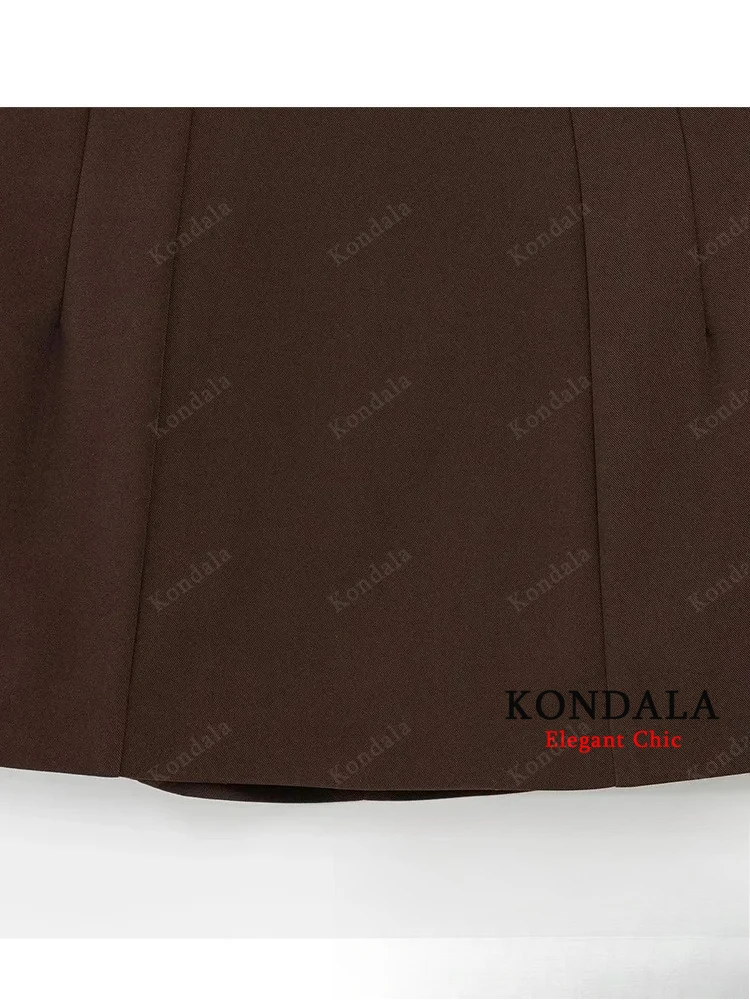 KONDALA Vintage Casual Women Skirt Brown Solid Zipper Slim Short Skirt New Fashion 2025 Spring Summer Holiday Mini Female Skirt 5