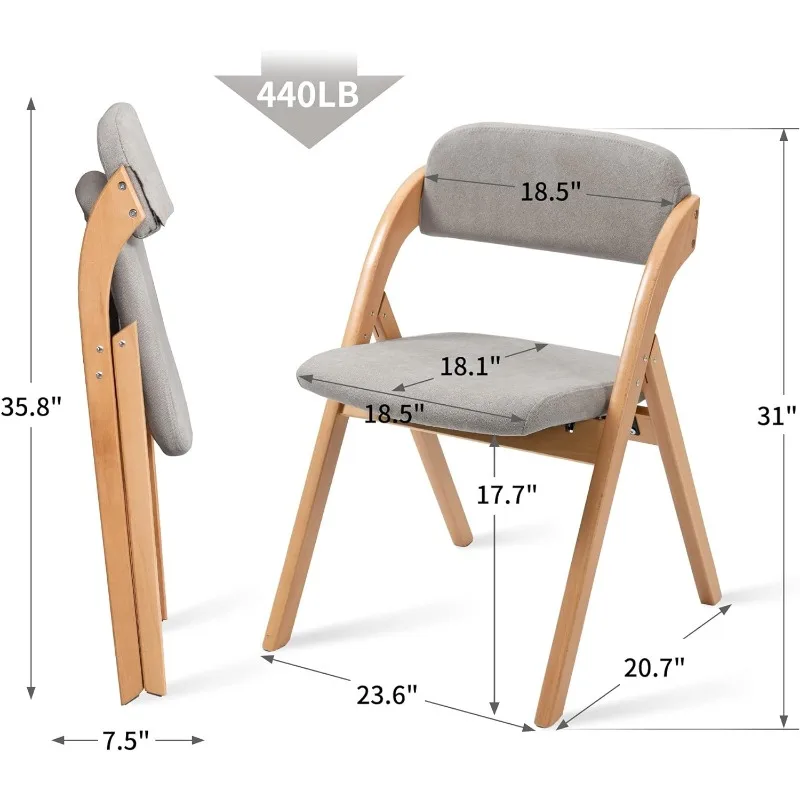 Cushion Padded Folding Chiars 4 Pack-Wooden Folding Dining Chairs