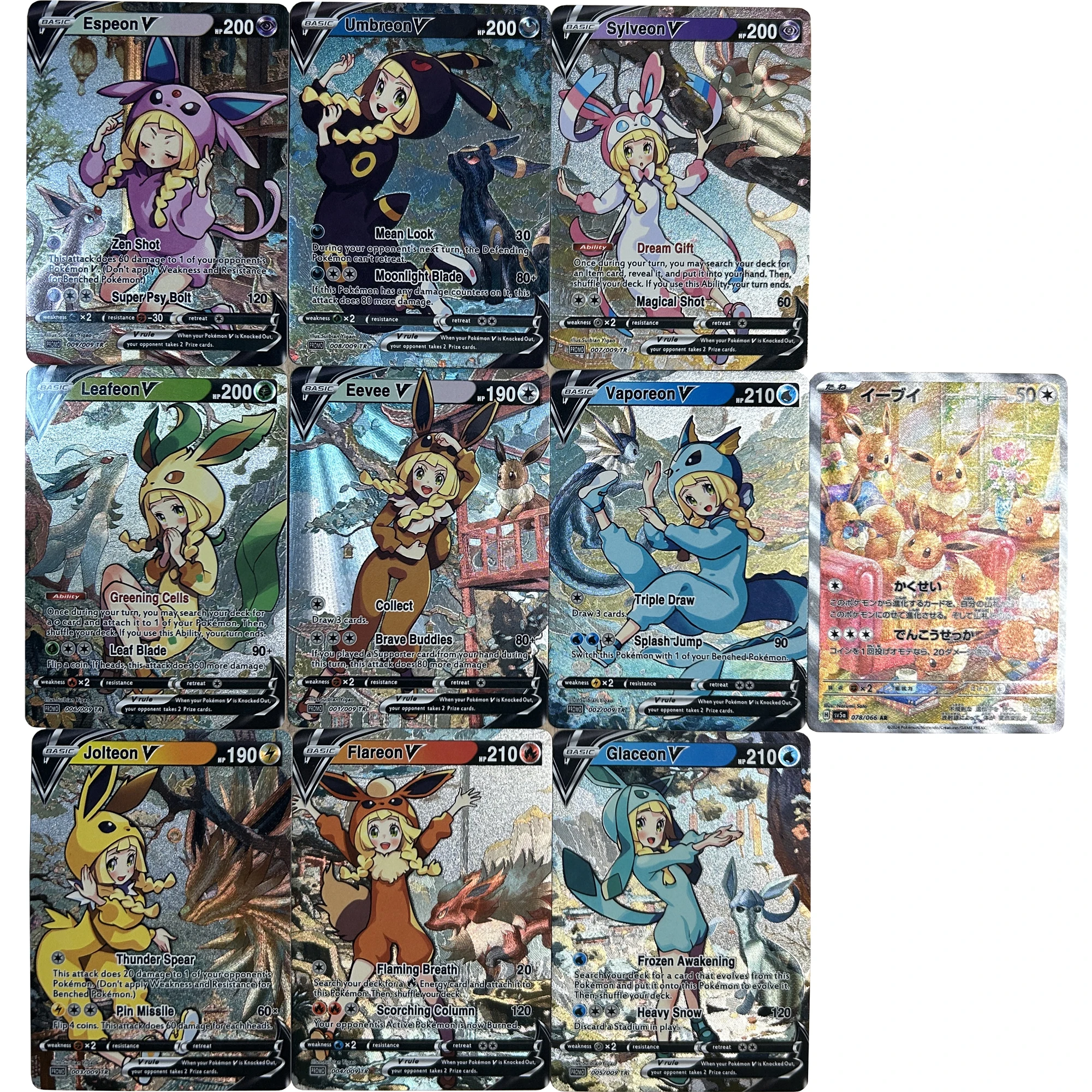 Diy PTCG Lillie Eevee Umbreon Sylveon Texture Flash Card 10Pcs/set Classic Game Anime Collection Cards Gift Toy