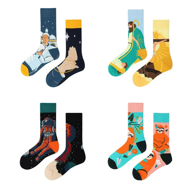 SMLSOX New Tide Brand Autumn and Winter European and American Original  Asymmetrical AB Mid-tube Sports Pure Cotton Fashion Socks - AliExpress