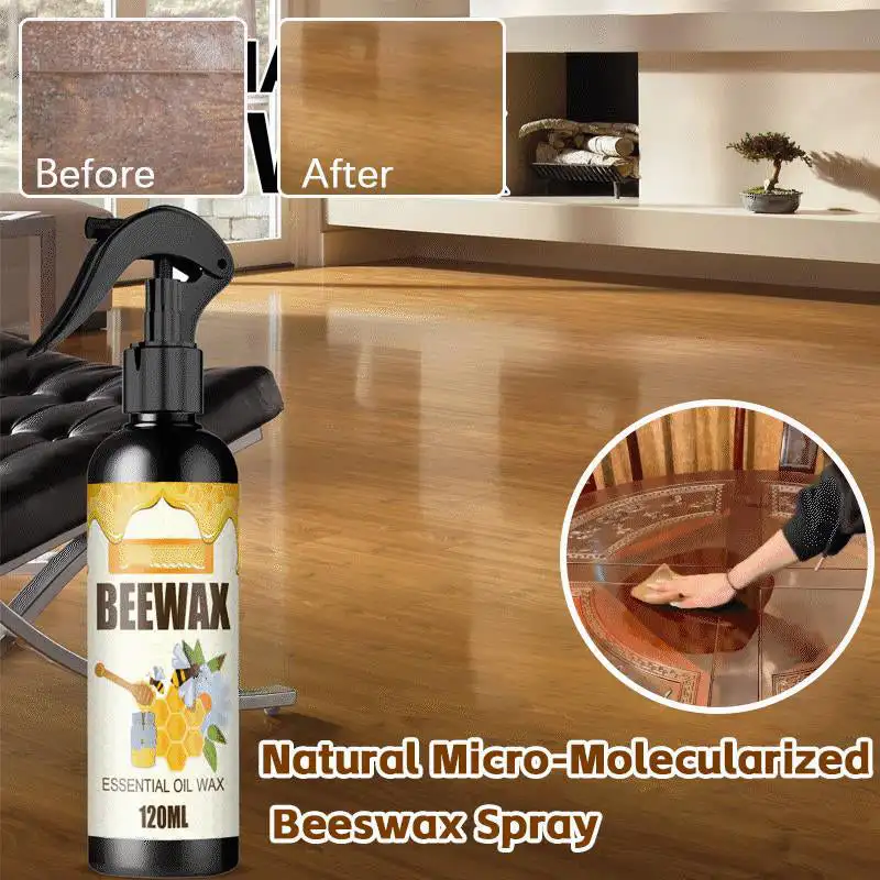 

Natural Micro-Molecularized Beeswax Spray 120ml Oil Leather Care Wax Maintenance Cleaning Supplies for Home Bedroom Sofa Floor