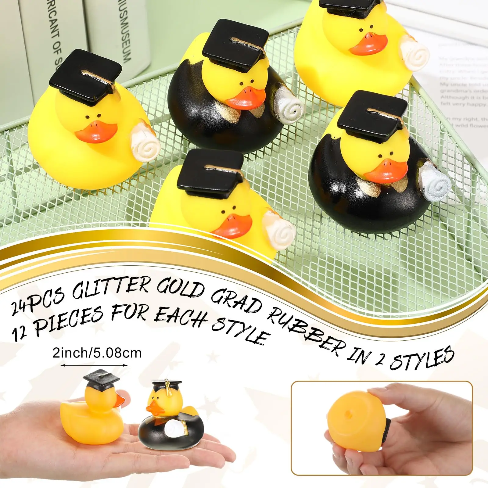 24/48Pcs Graduation Rubber Ducks Graduation Gifts Duck Bulk Graduation Party Favors Decoration Classroom Tassel Cap 2