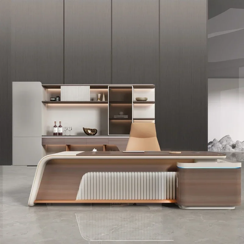 Scrivania Direzionale Moderna di Lusso per Casa, Scrivania da Ufficio a L con Cassetti in Offerta, Scrivania per Computer con Spazio di Archiviazione e Organizzatore per Scrivania - immagine 5