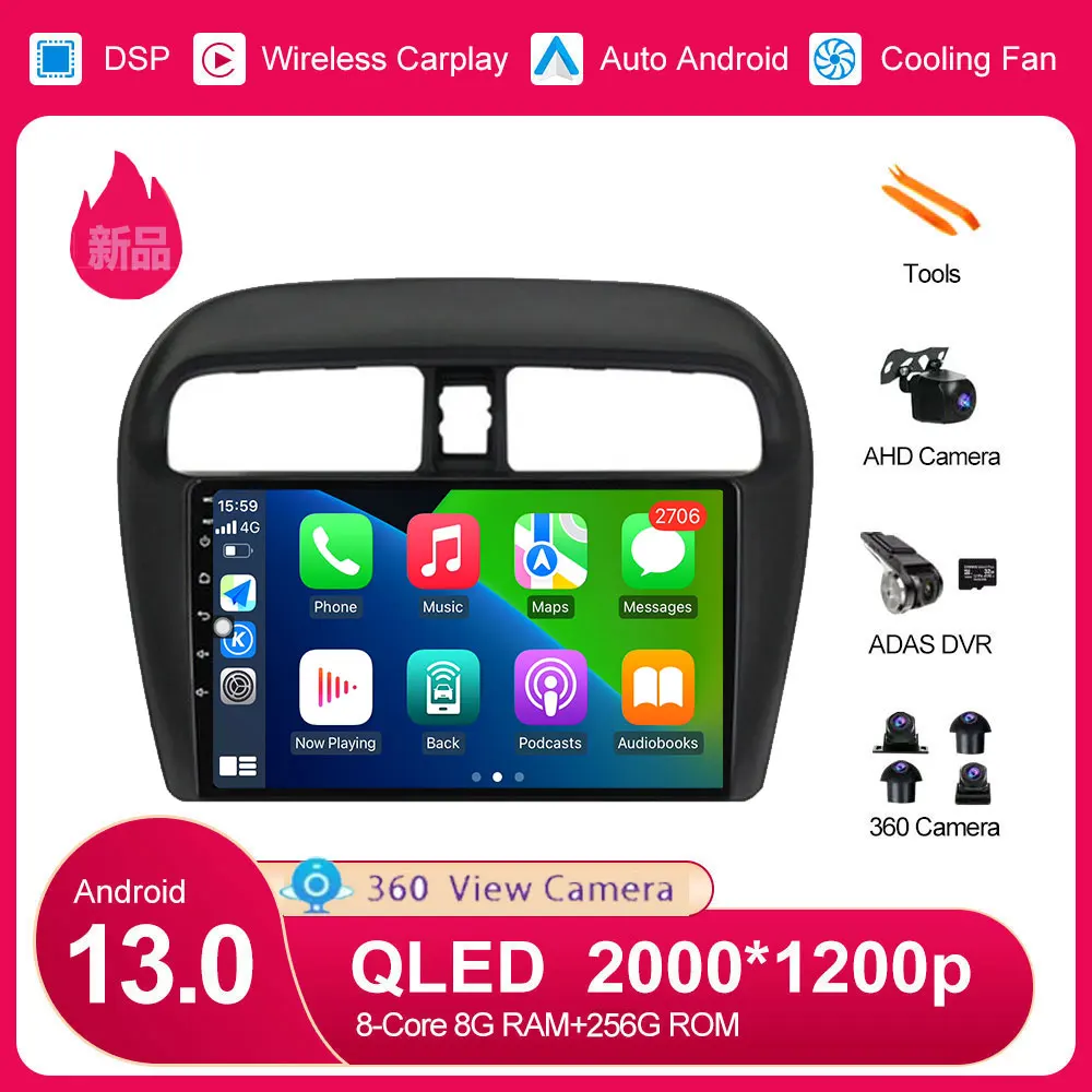 

Android 13 Car Radio For Mitsubishi Mirage Attrage 2012 - 2018 GPS DVD Player Stereo Multimedia Navigation Head Unit